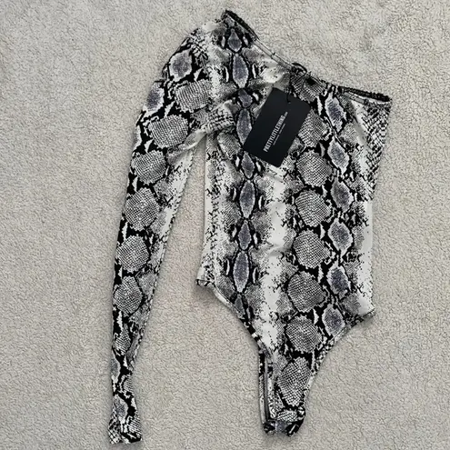 Pretty Little Thing  | One Shoulder Snakeskin Bodysuit