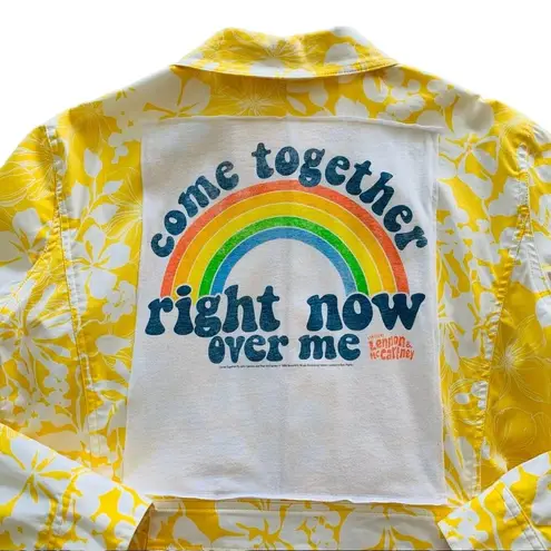 Via Penny Lane Reworked Apparel | The Beatles Come Together Floral Print Jacket Yellow Size XL