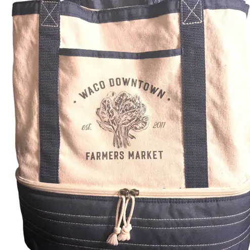 Canvas Waco Farmers Market Bag w Cold Storage Minimalist Functional Essential Blue