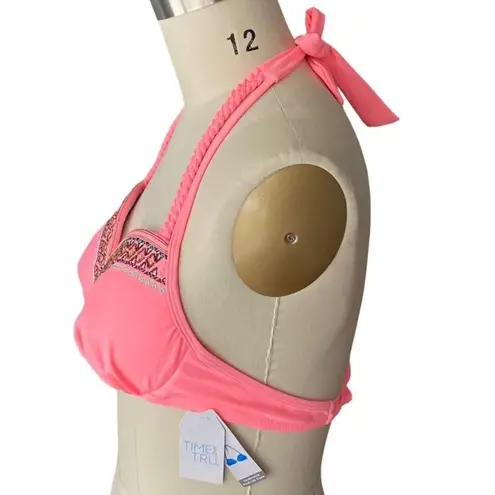 NWT ~ Mystic Coral Push Up Embroidered & Beaded Bikini Top Swimsuit ~ Size 8/10 Orange