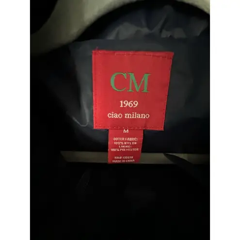 Ciao Milano 1969 Women Front Zip Long Sleeve Hooded Rain Jacket Navy Blue Size M Size M