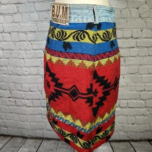 Bum Equipment 90's Southwestern Wool Blend B.U.M. Equipment Denim Mini skirt Size 13 Vintage