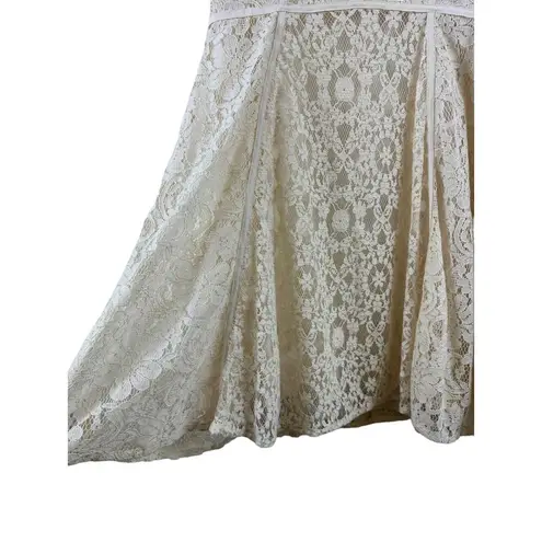 LC Lauren Conrad  Cream Cap Sleeve Short Lightweight A-Line Lace Dress Size 8