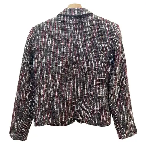 Sag Harbor US 4 Petite Y2K Brown Woven Contrast Stitch Tweed Blazer