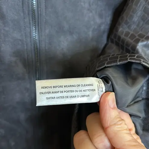 Studio Works Reptile Embossed Jacket with Full Zipper. Charcoal Gray/Black Color