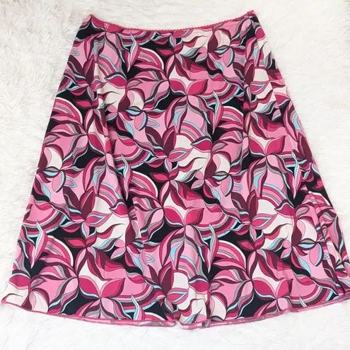 Y2K Vintage Wrapper Jersey Knit Abstract Floral Print Skirt Pink and Black M Size undefined
