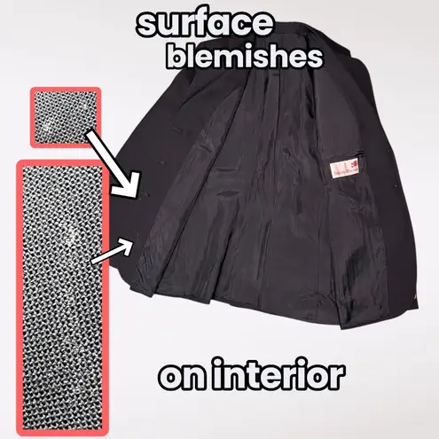 Vintage Stanley Blacker Wool Blazer Black Gold Crest Buttons Size 14 Size M