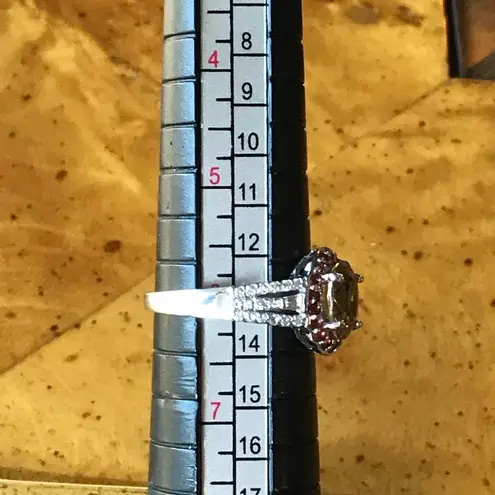 Natural Red Sapphire Yellow Zircon Halo Ring Size 6 Gold