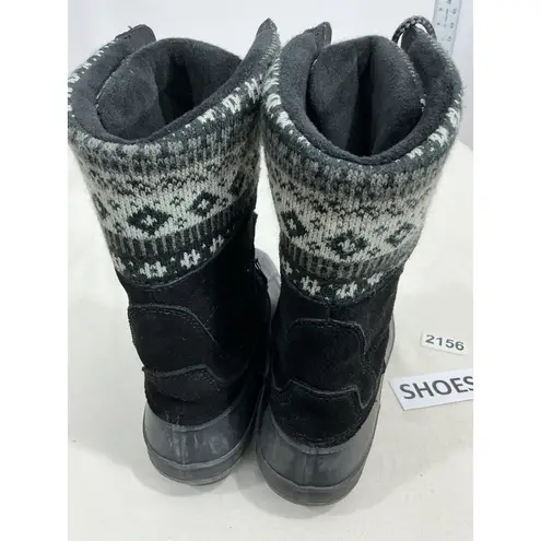 Khombu Womans Cozy Duck Boots Black Suede Lined Lace Up Winter Boots 9 M