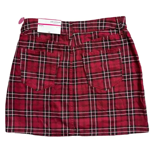 Arizona Jeans NWT Arizona Jean Company Juniors Grunge Red Plaid Tartan Denim Mini Skirt Size 9