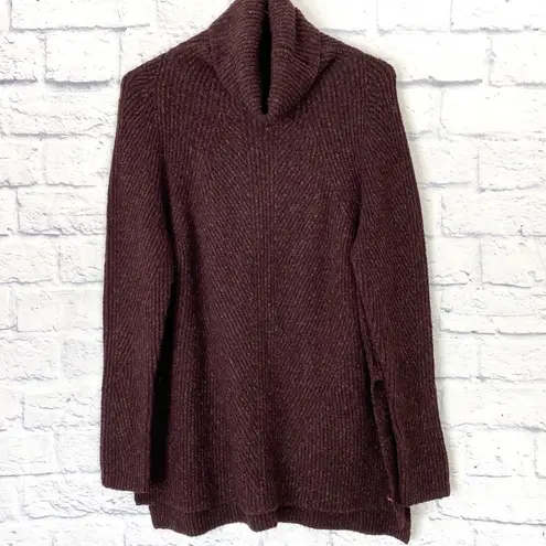 Sweaty Betty  Shakti dark plum cowl neck side slit sweater medium