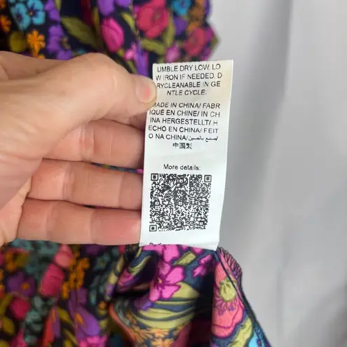 Emery Rose Bold Floral Print Long Sleeve Fit & Flare Thin Midi Dress Size 2XL