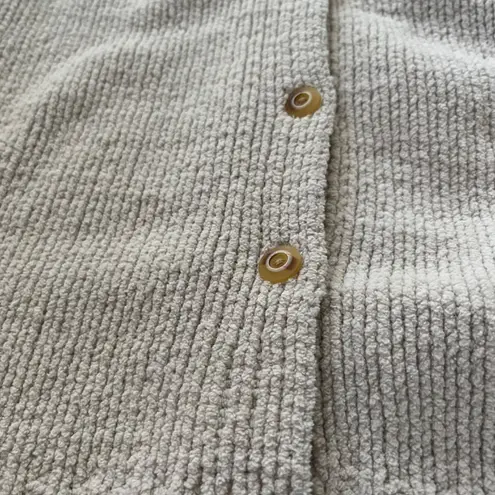 Orvis Soft Cozy Cream Knit Cardigan Sweater Button Up Side Slit, Size L