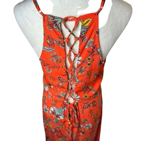 Molly Bracken Floral Ruffle Cutout Maxi Dress L | Coastal Beach Resort Vacation