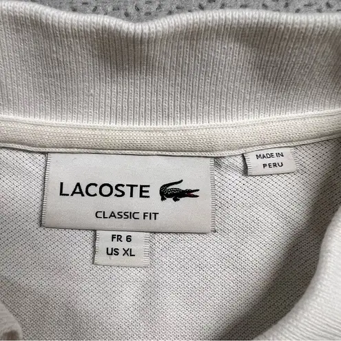 Lacoste  White Long Sleeve Polo 100% Cotton Shirt Size XLarge EUC