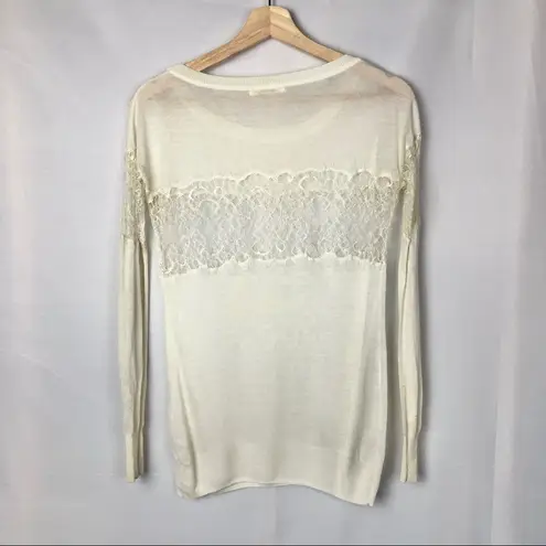 Boutique Snidal Lace Stripe Crew Neck Pullover Sweater S