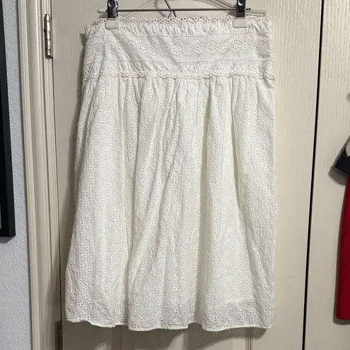 Dorothee Bis π White Eyelet Lace Cottagecore Midi Skirt