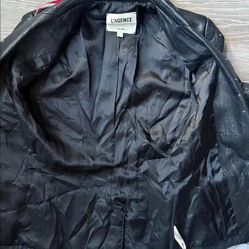 L'Agence Montegoi Studded Leather Blazer 0