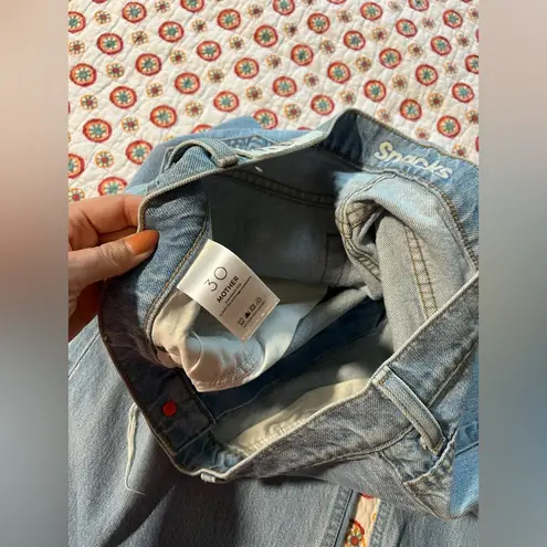 NWT Mother Snack The Fun Dip Puddle Wide Leg Baggy Jeans Size 30 Light Wash Blue