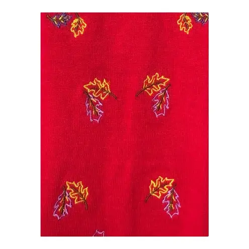 Quacker Factory Vintage Cardigan Set Top Red Leaf Embroidered Women Size Large