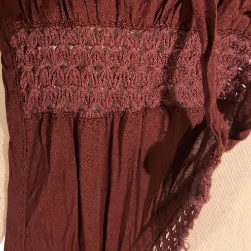 Melrose and Market Y2K Crochet Trim Top Size S Babydoll Sleeveless Tiered Boho