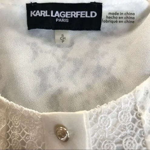 Karl Lagerfeld Ivory Lace Trumpet Sleeve Top S