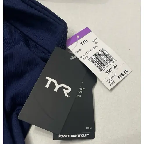 TYR Durafast Elite Square Neck Tankini Swim Top Navy Size 20 New With Tag Blue