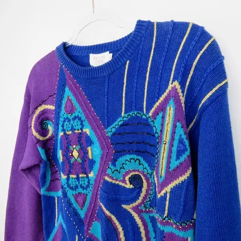 1980s Vintag Sweater Colorful Sweater Retro Gorp Core Funky Knit Sweater Size XS