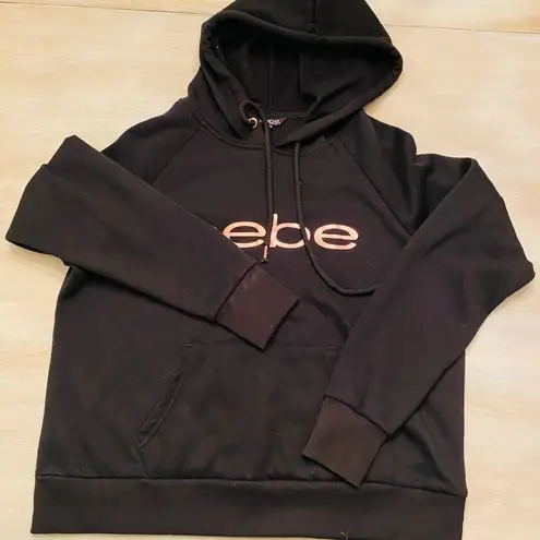 Bebe  Sports Black with Rose Gold Sport Logo Hoodie Sz 1X