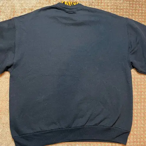 VTG Fall Graphic Autumn Sweatshirt Leaves Leopard Cheetah Animal Print Y2K 90s Black Size L