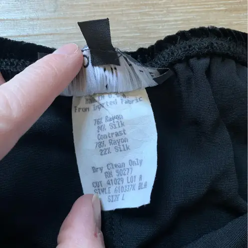 Vintage Carole Little Elegant Black Silk Blend Embroidered Skirt L Size L