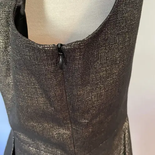 Tahari NWT Blouse XL Peplum Top Metalic Black Gold Holiday Party Date Wedding