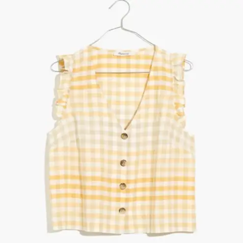 Madewell  Ruffle Button-Front Tank in Ombré Gingham. Size 8