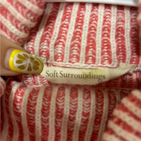 Soft Surroundings Size Medium Coral Heathered Stripe Selene in Sunset Sweater XS