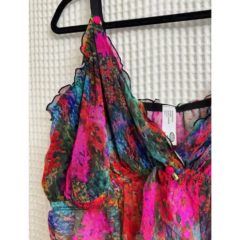 Parade Silky Mesh Flutter Longline Bralette Monet Floral 3XL Black Size undefined