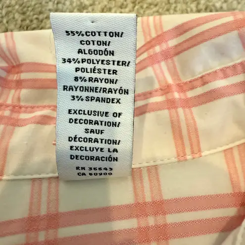 IZOD EUC medium plaid check button front top blouse TB2 2339