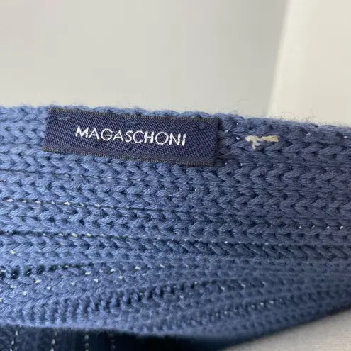 Magaschoni  Blue Wrap Ribbed Cotton Cardigan Large