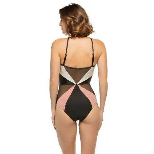PatBO Colorblock Halter One Piece in Black white Small New Womens Swimsuit