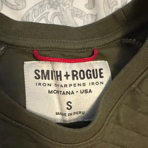 Quilted Crewneck Sweater in Olive Green