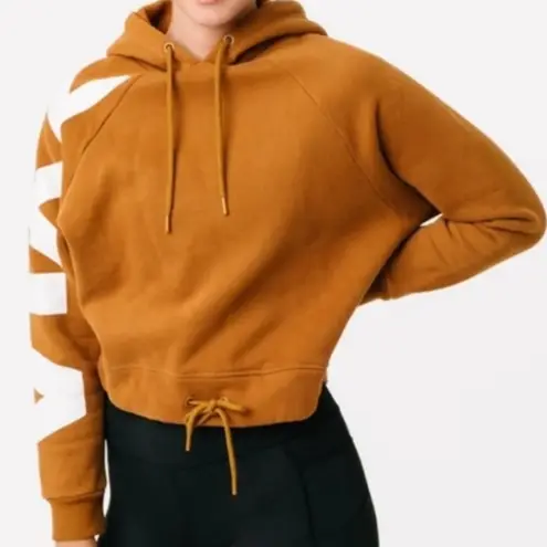 Boxy Brown Cropped Hoodie with ZYIA White Graphic
