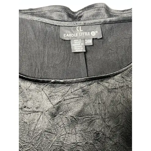 Vintage Carole Little II Black Crinkled Satin Swing Tank Top 24W Y2K Plus