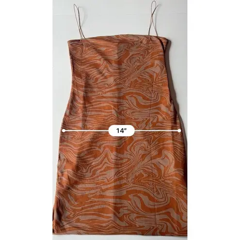 Meshki Mia Orange Brown Mesh Bodycon Mini Dress Women's Size Medium Sexy