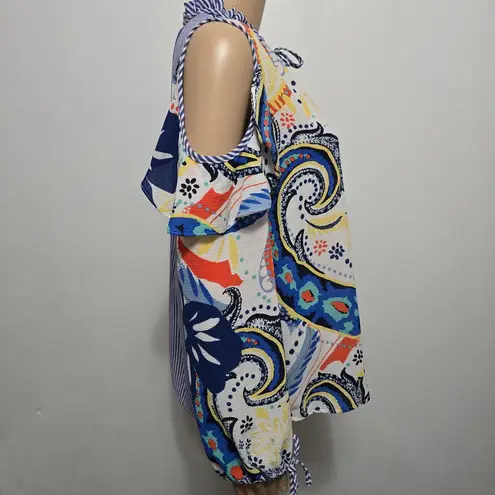 Melissa Paige Cold Shoulder Paisley Top – Size LP Colorful Boho Print
