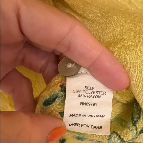 Fig and Flower Yellow Embroidered Boho Button Blouse 3X – Floral Peasant Top