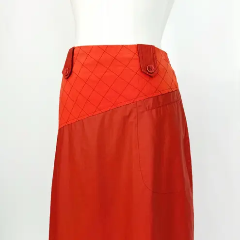Vintage 90’s Coated Nylon Quilted Coord Top & Skirt in Red