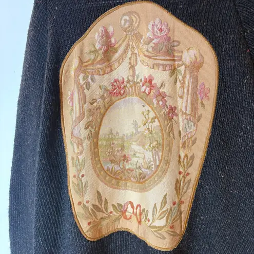 Soft Surroundings Label Noir XL Long Cardigan Coat Tapestry Back Wool Mohair