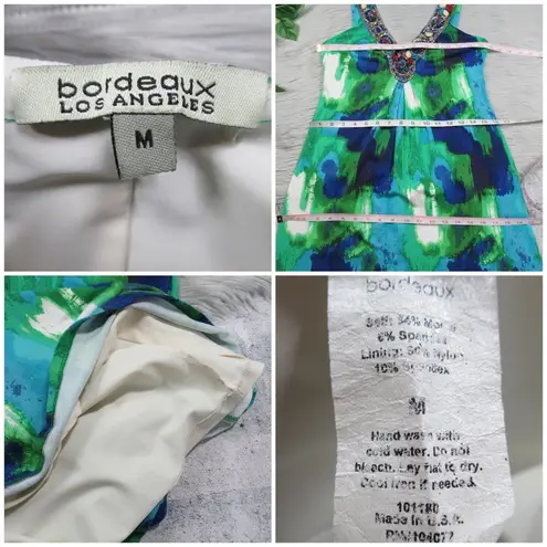 Bordeaux Los Angeles Blue Green Beaded Maxi Dress Women’s Size Medium