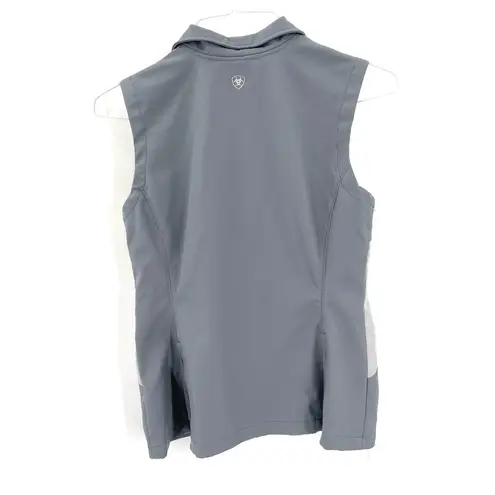 Ariat  Gray Soft Shell Athletic Western Cowgirl Riding Zip Front Pocket Vest