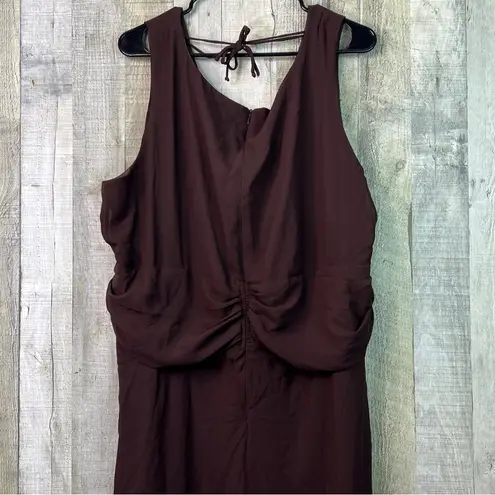 Los Angeles Apparel Los Angeles Woman Size 24W Surplice Peplum Sheath V-Neck Brown Dress w/Back Zip
