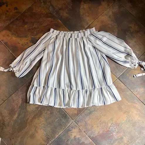 PPLA Women’s Blouse Long Sleeve Smocked Top Tie Wrist Elastic Off Shoulder Neck